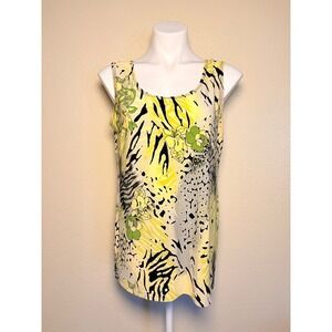 Y2K Islands Animal Print Floral Tank Top Womens Large Zebra Leopard #11